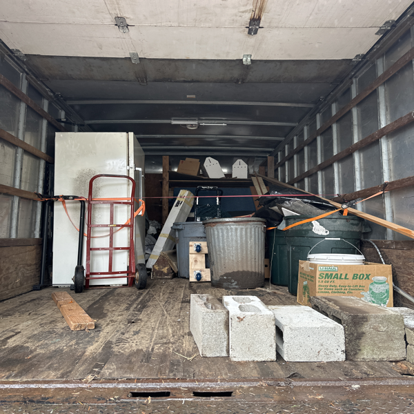 Inside of a box truck.