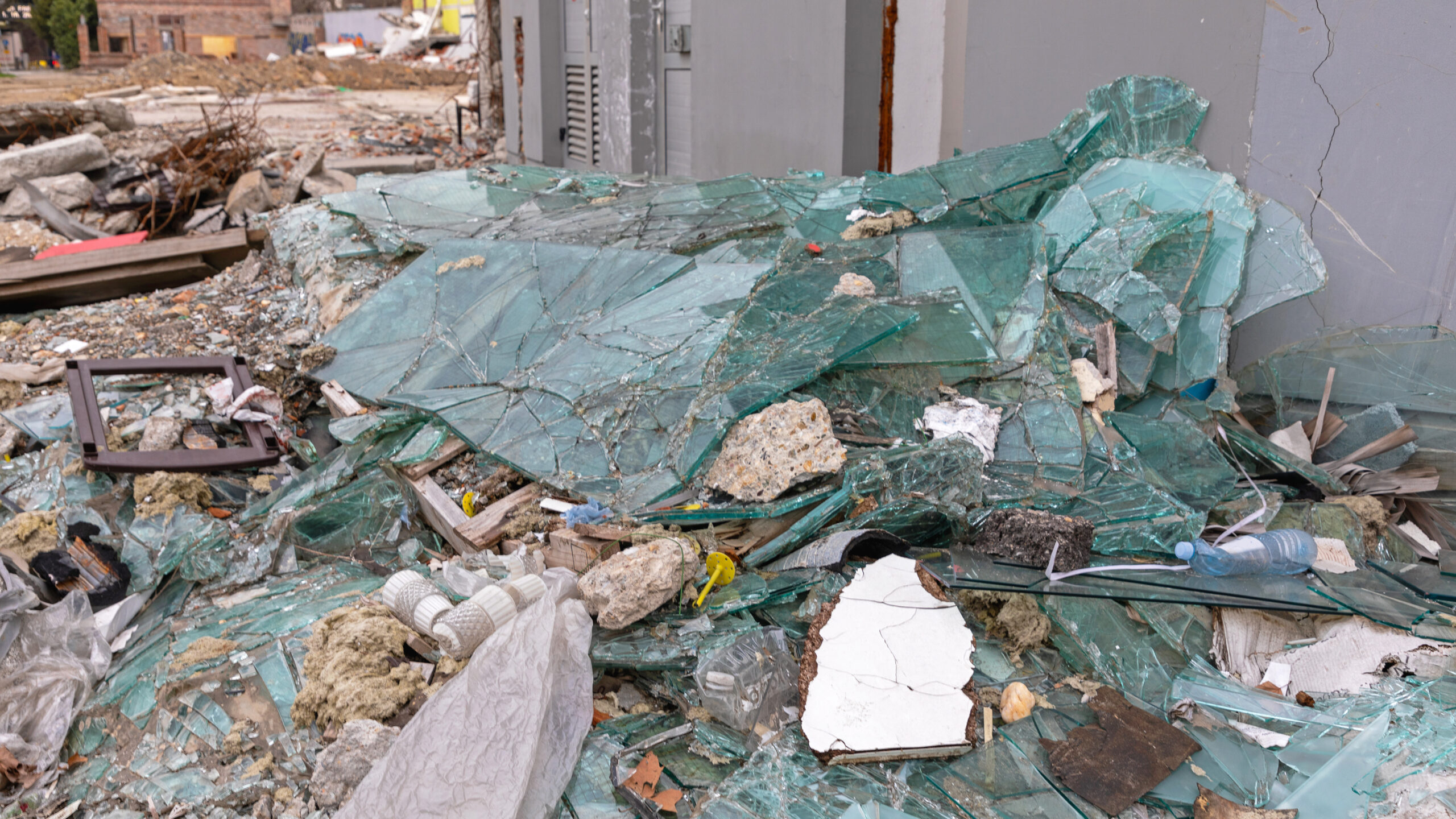 broken glass and junk