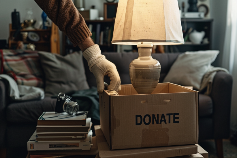 Crew sorting donations respectfully